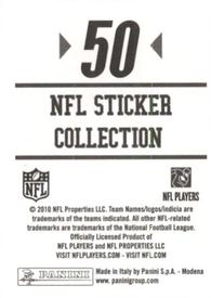 2010 Panini NFL Sticker Collection #50 Vontae Davis Back