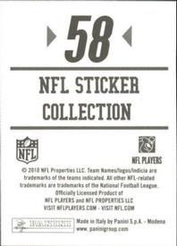 2010 Panini NFL Sticker Collection #58 Laurence Maroney Back