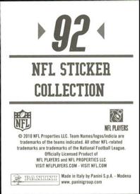 2010 Panini NFL Sticker Collection #92 Willis McGahee Back