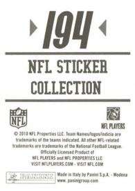 2010 Panini NFL Sticker Collection #194 Justin Durant Back