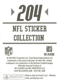 2010 Panini NFL Sticker Collection #204 Nate Washington Back