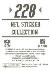 2010 Panini NFL Sticker Collection #228 D.J. Williams Back