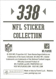 2010 Panini NFL Sticker Collection #338 Chris Horton Back