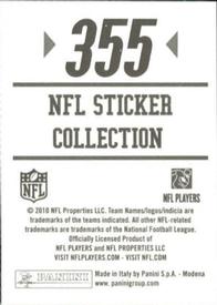 2010 Panini NFL Sticker Collection #355 Zackary Bowman Back