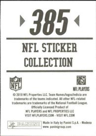 2010 Panini NFL Sticker Collection #385 Nick Barnett Back