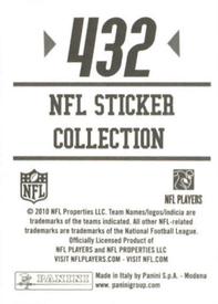 2010 Panini NFL Sticker Collection #432 Dante Rosario Back