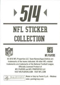 2010 Panini NFL Sticker Collection #514 Josh Wilson Back