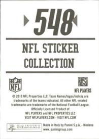 2010 Panini NFL Sticker Collection #548 Wes Welker Back
