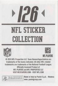 2010 Panini NFL Sticker Collection #126 Josh Cribbs Back