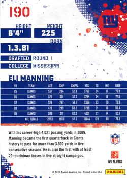 2010 Score - Glossy #190 Eli Manning Back