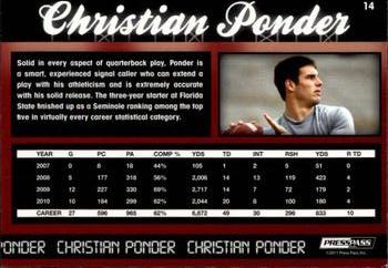 2011 Press Pass #14 Christian Ponder Back
