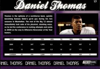 2011 Press Pass #17 Daniel Thomas Back