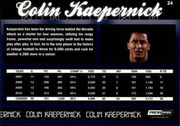 2011 Press Pass #24 Colin Kaepernick Back