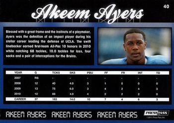 2011 Press Pass #40 Akeem Ayers Back