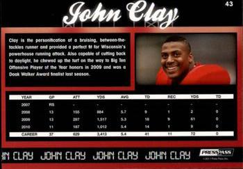 2011 Press Pass #43 John Clay Back