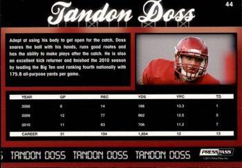 2011 Press Pass #44 Tandon Doss Back