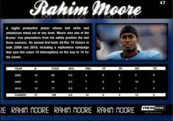 2011 Press Pass #47 Rahim Moore Back