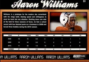 2011 Press Pass #51 Aaron Williams Back