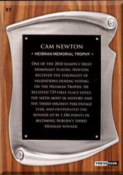 2011 Press Pass #57 Cam Newton Back