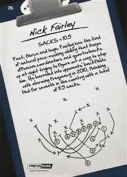 2011 Press Pass #76 Nick Fairley Back