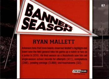 2011 Press Pass #87 Ryan Mallett Back