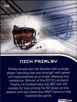 2011 Press Pass #105 Nick Fairley Back