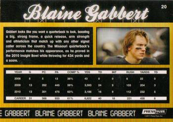 2011 Press Pass #20 Blaine Gabbert Back