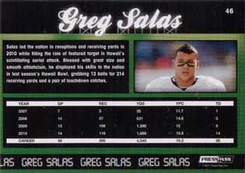 2011 Press Pass #46 Greg Salas Back