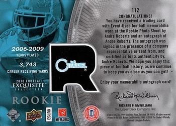 2010 Upper Deck Exquisite Collection #112 Andre Roberts Back