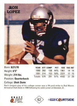 1992 Courtside Draft Pix - Bronze #62 Ron Lopez Back