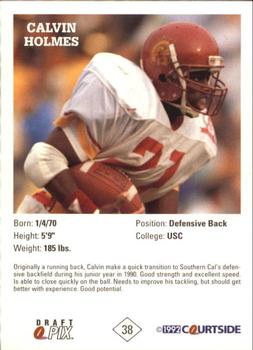 1992 Courtside Draft Pix - Silver #38 Calvin Holmes Back