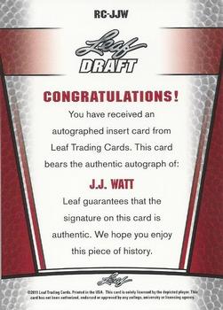 2011 Leaf Metal Draft #RC-JJW J.J. Watt Back