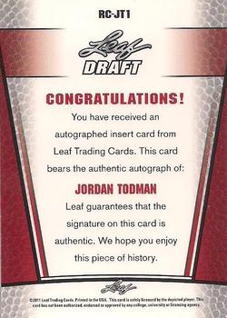 2011 Leaf Metal Draft #RC-JT1 Jordan Todman Back