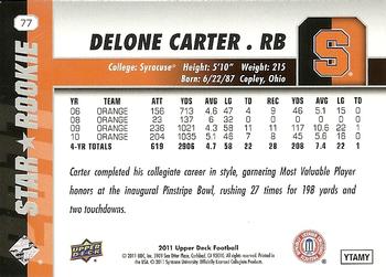 2011 Upper Deck #77 Delone Carter Back