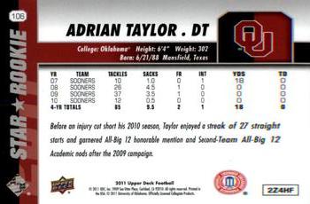2011 Upper Deck #106 Adrian Taylor Back