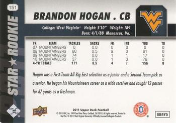 2011 Upper Deck #151 Brandon Hogan Back