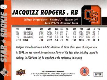 2011 Upper Deck #179 Jacquizz Rodgers Back