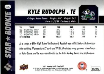 2011 Upper Deck #200 Kyle Rudolph Back