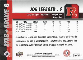 2011 Upper Deck #164 Joe Lefeged Back