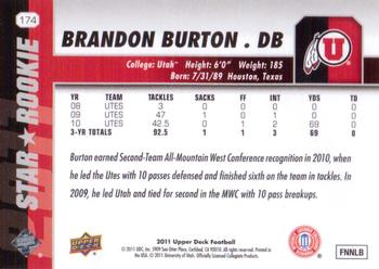 2011 Upper Deck #174 Brandon Burton Back