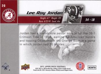 2011 Upper Deck #20 Lee Roy Jordan Back