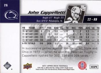 2011 Upper Deck #26 John Cappelletti Back