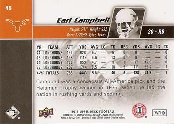 2011 Upper Deck #49 Earl Campbell Back