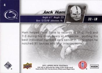 2011 Upper Deck #4 Jack Ham Back