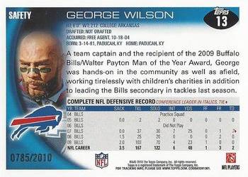 2010 Topps - Gold #13 George Wilson Back