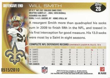 2010 Topps - Gold #26 Will Smith Back