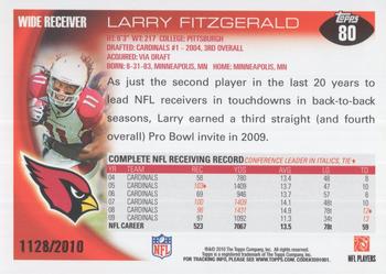 2010 Topps - Gold #80 Larry Fitzgerald Back