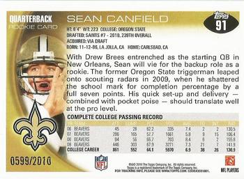 2010 Topps - Gold #91 Sean Canfield Back