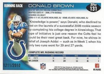 2010 Topps - Gold #131 Donald Brown Back