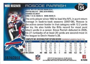 2010 Topps - Gold #154 Roscoe Parrish Back